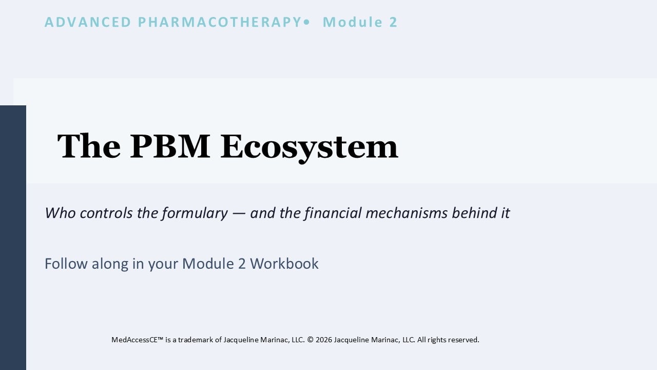 Course slide: The January Reset — A Predictable Crisis. Module 4 of the MedAccessCE certificate course.